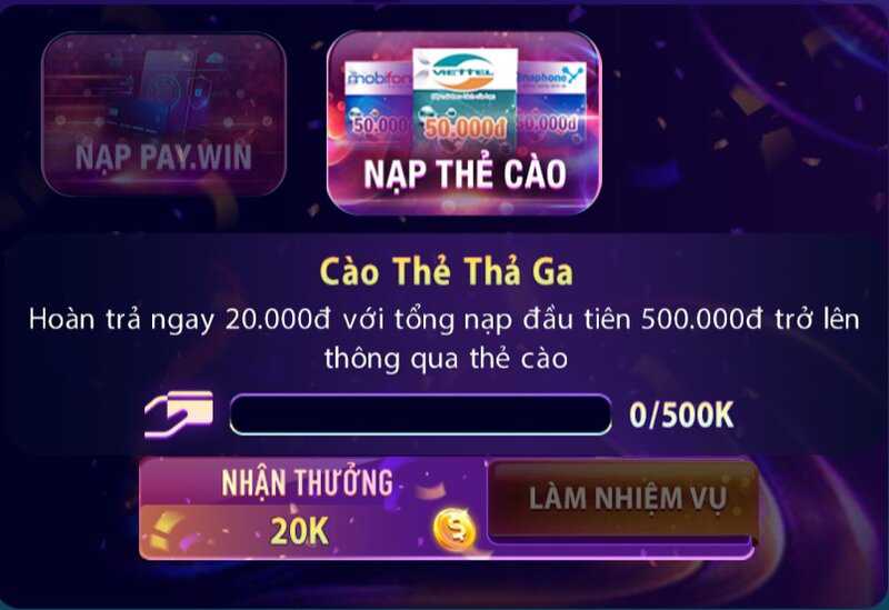 Khuyến mãi 789club nạp tiền nhận hoàn trả 20k